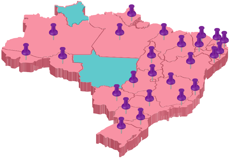 Mapa do Brasil com as unidades do CMEC